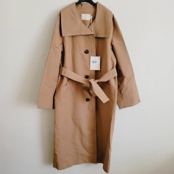 The Author High Neck Long Trench Coat - Picture 1 of 7